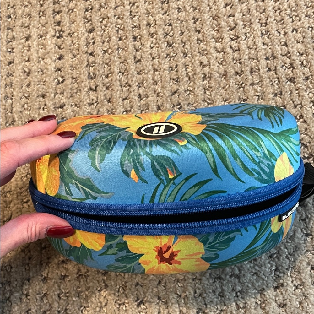 Vibrant Blue Floral Sunglasses Case